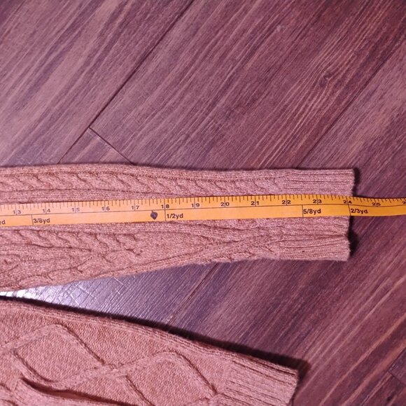 Kids Medium Tan Lands’ End Cable Knit Zip Sweater | Size 10–12 | Cozy Full-Zip C - Picture 5 of 6